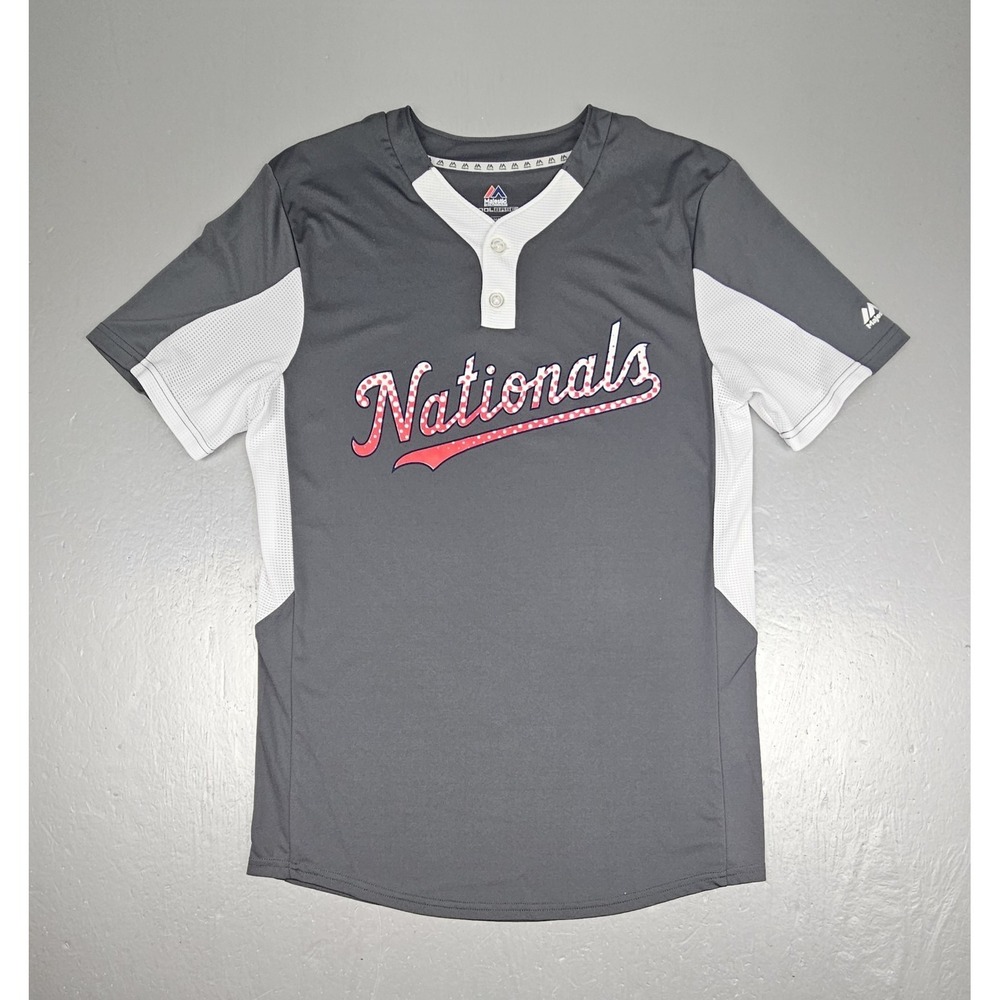 Majestic Washinton Nationals Baseball Jersey Mens Medium‎ Gray Cool Base.